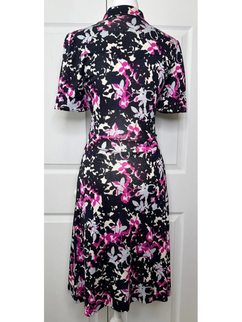 Diane Von Furstenberg DvF Polly Dee Shirt Dress Pink Ivory Black 100% Silk Sz 2